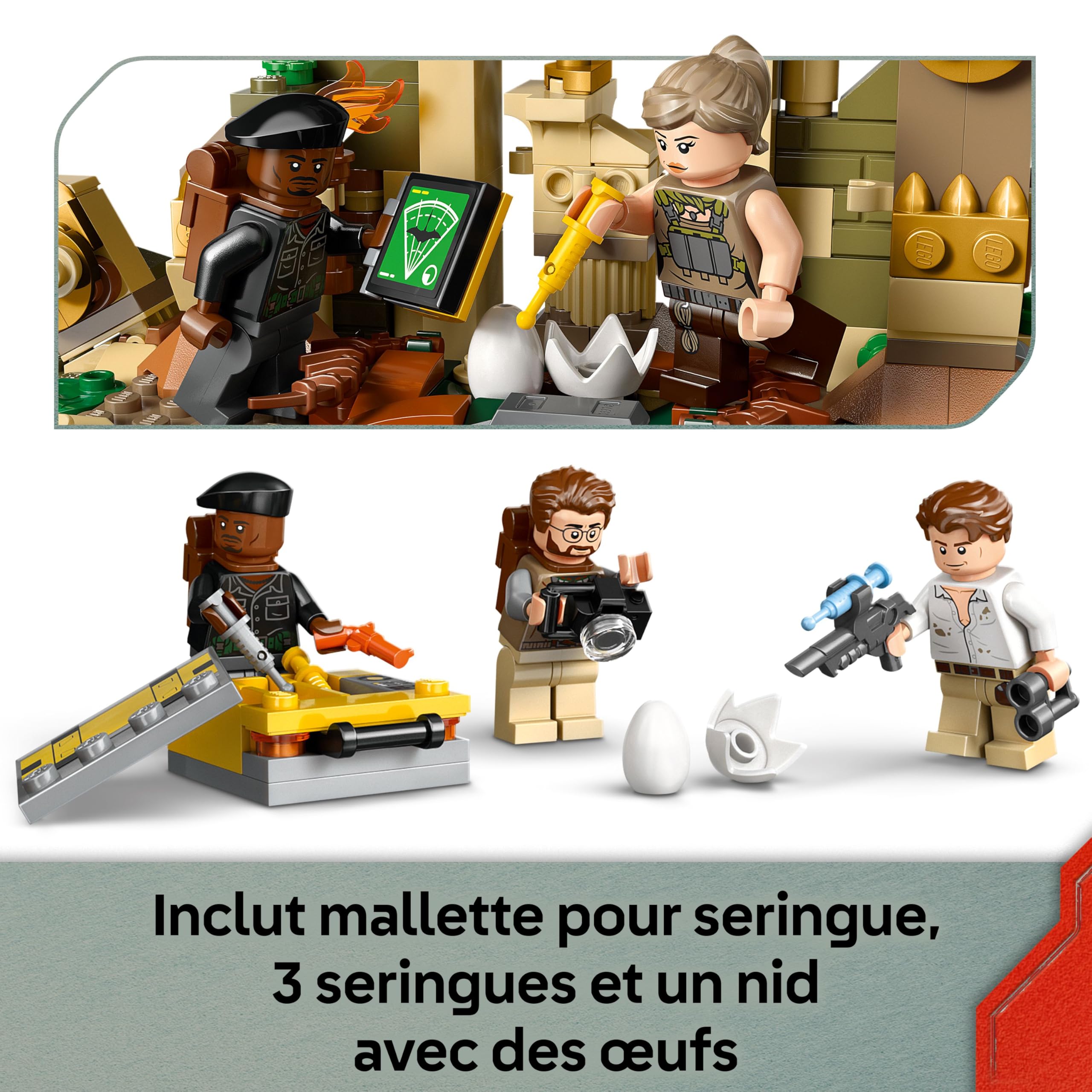 LEGO Jurassic World Mission Aérienne avec Le Spinosaure et Le Quetzalcoatlus - Jouet avec 2 Figurines de Dinosaures - Camion & Hélicoptère - 4 Minifigurines - Cadeau pour Garçon ou Fille 8 Ans 76976