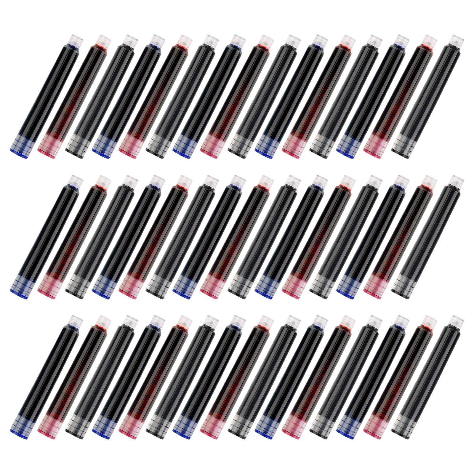 Sosoport 450 Pièces Cartouches D'encre Recharge Facile en Plastique pour Stylo Plume 3,4 Mm Encre Bleue, Noire et Rouge pour Examens et Calligraphie