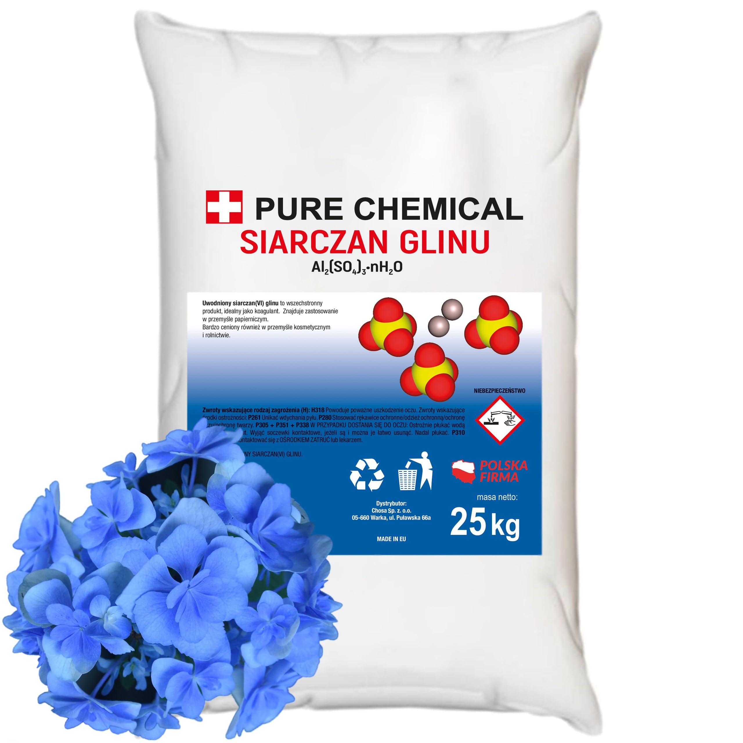CHOSA Solfato di Alluminio 25kg Polvere Tecnica, Coagulante per Trattamento Acque, Carta, Tessuti, Laboratorio e Uso Industriale