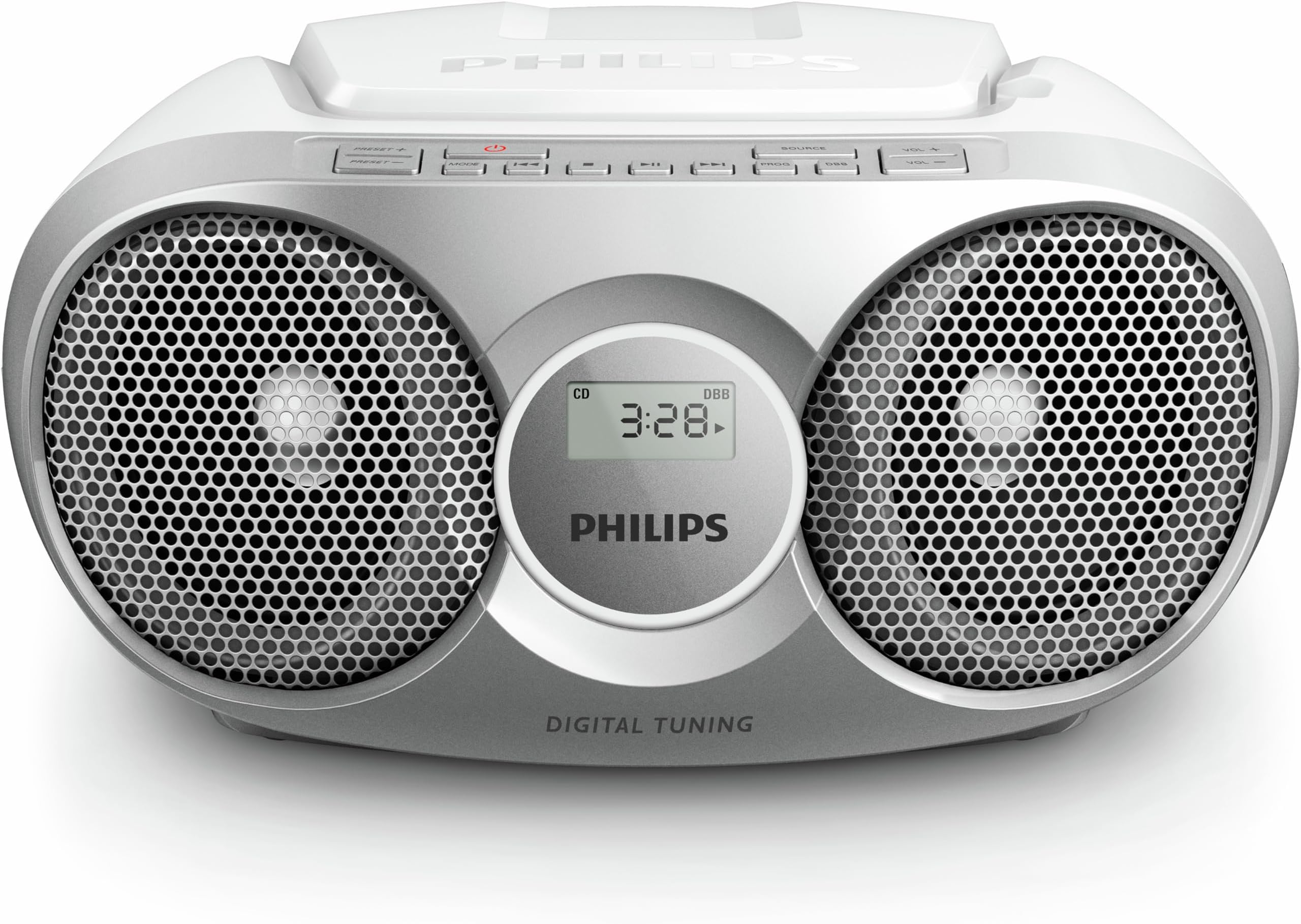 Philips portable CD player/digital FM, dynamic bass boost, audio input/radio CD Philips AZ215B/12, AZ215S/12, silver