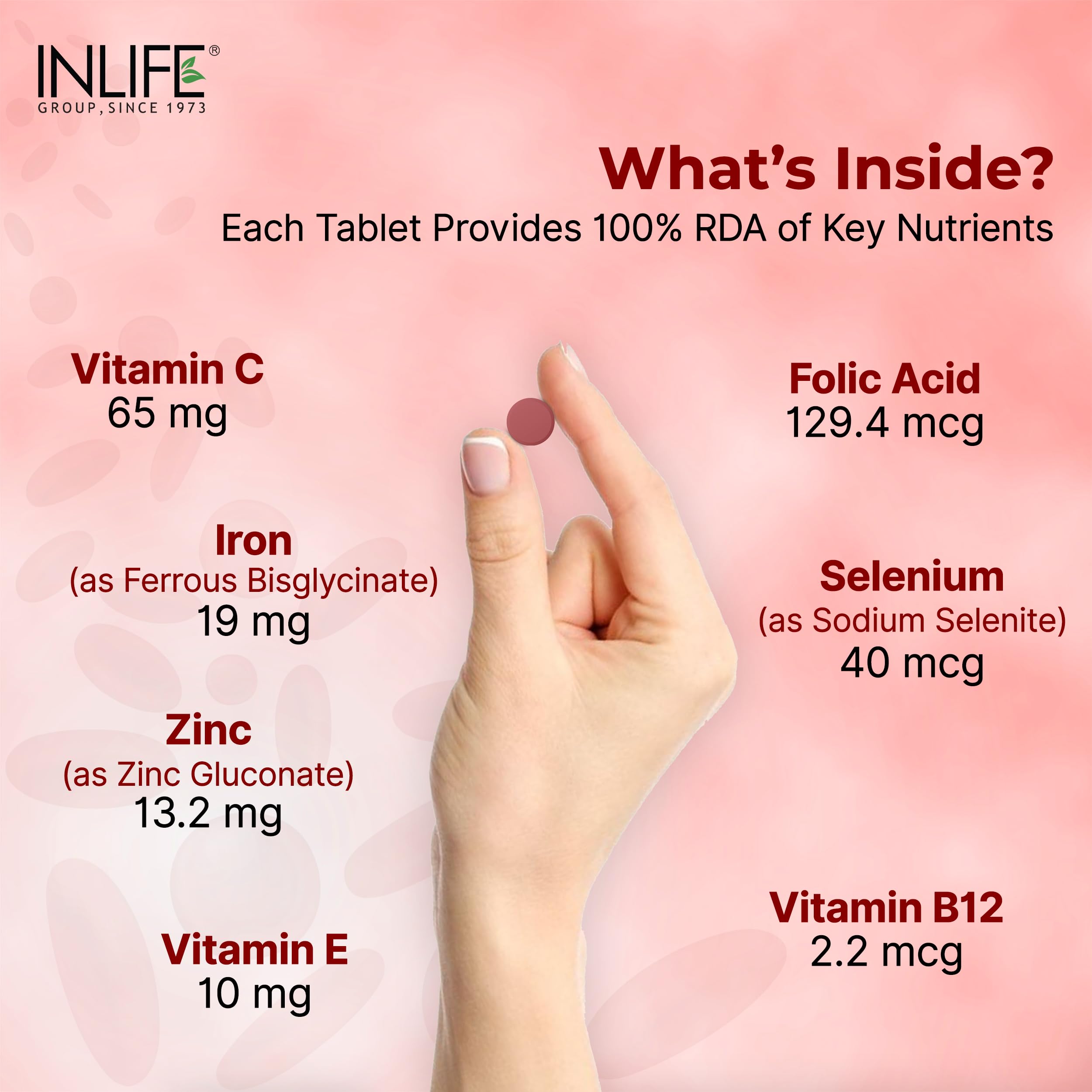 INLIFE Iron Folic Acid, Ferrous Bisglycinate, 60 Tablets, (Pack of 2) 2