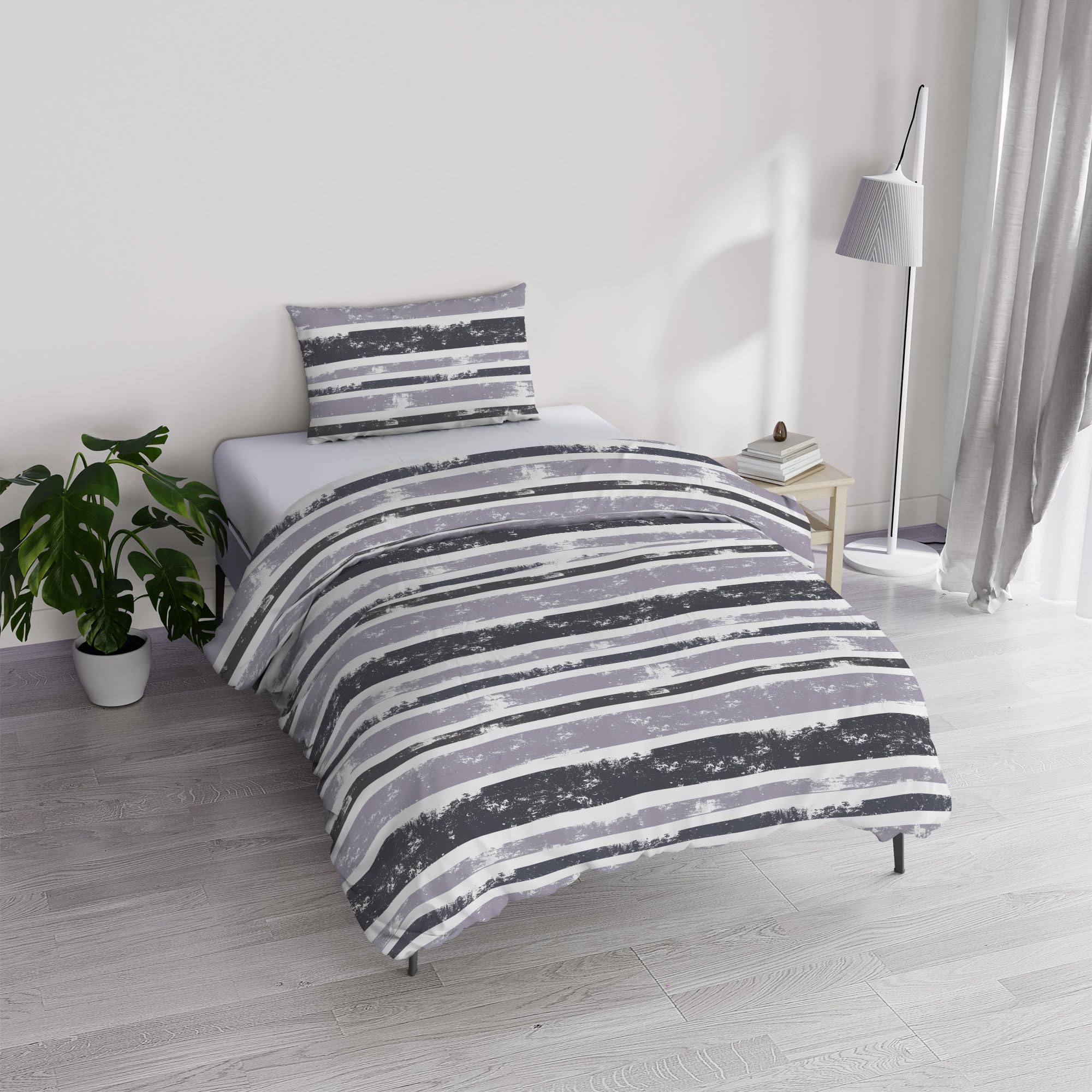 River Cotton Single Duvet Cover Set, Made in Italy – Duvet Cover Set – Duvet Cover 150 x 200 cm with Double Flap and Pillow Cases (Single, Oka)