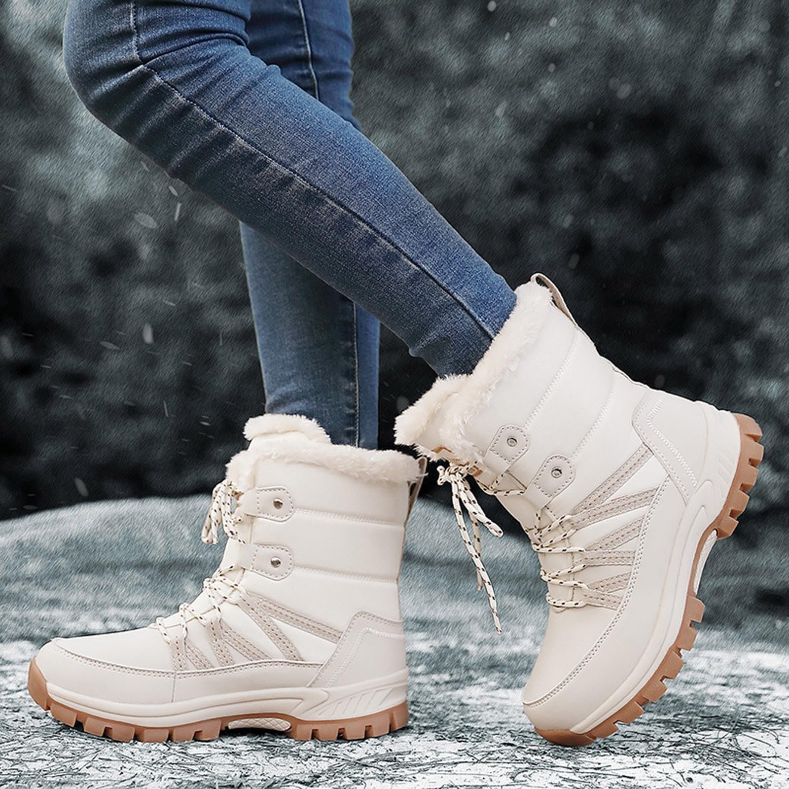Tronchetti Donna Invernali Eleganti Slip On Scarpe con Tacco a Zeppa Comodo Camminata Stivali Gotici da Stivaletti Motociclista Bassi per Inverno Outdoor Trekking