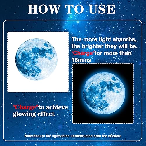 Miniatura 2 de 492 estrellas que brillan en la oscuridad, estrellas que brillan en la oscuridad, luna y estrella, espacio, galaxia, universo, planeta, calcomanías