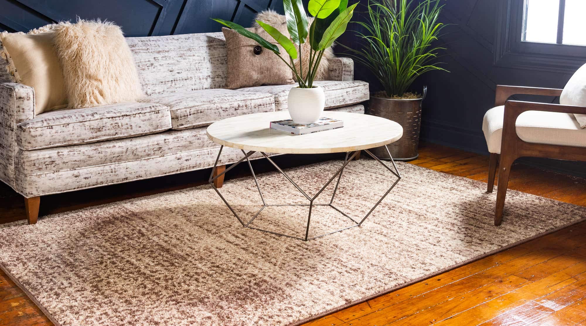 Unique Loom Autumn Collection Modern Contemporary Casual Abstract Area Rug (Beige/ Dark Brown Rustic, 2 x 3 ft Rectangular)