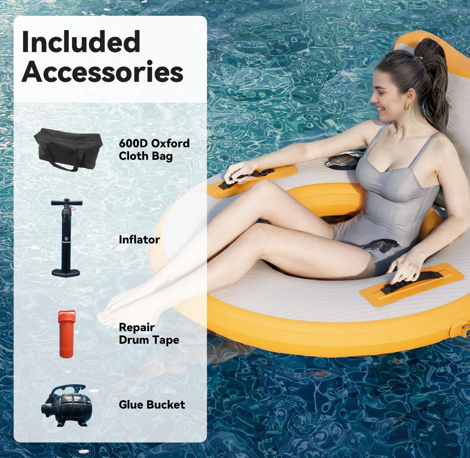 2026 New & Upgraded Heavy Duty Inflatable River Tube with Backrest, Premium 0.9mm PVC Water Float for Lake, Pool & River, Comfortable Raft Lounge with Handles, D-Rings & Accessories