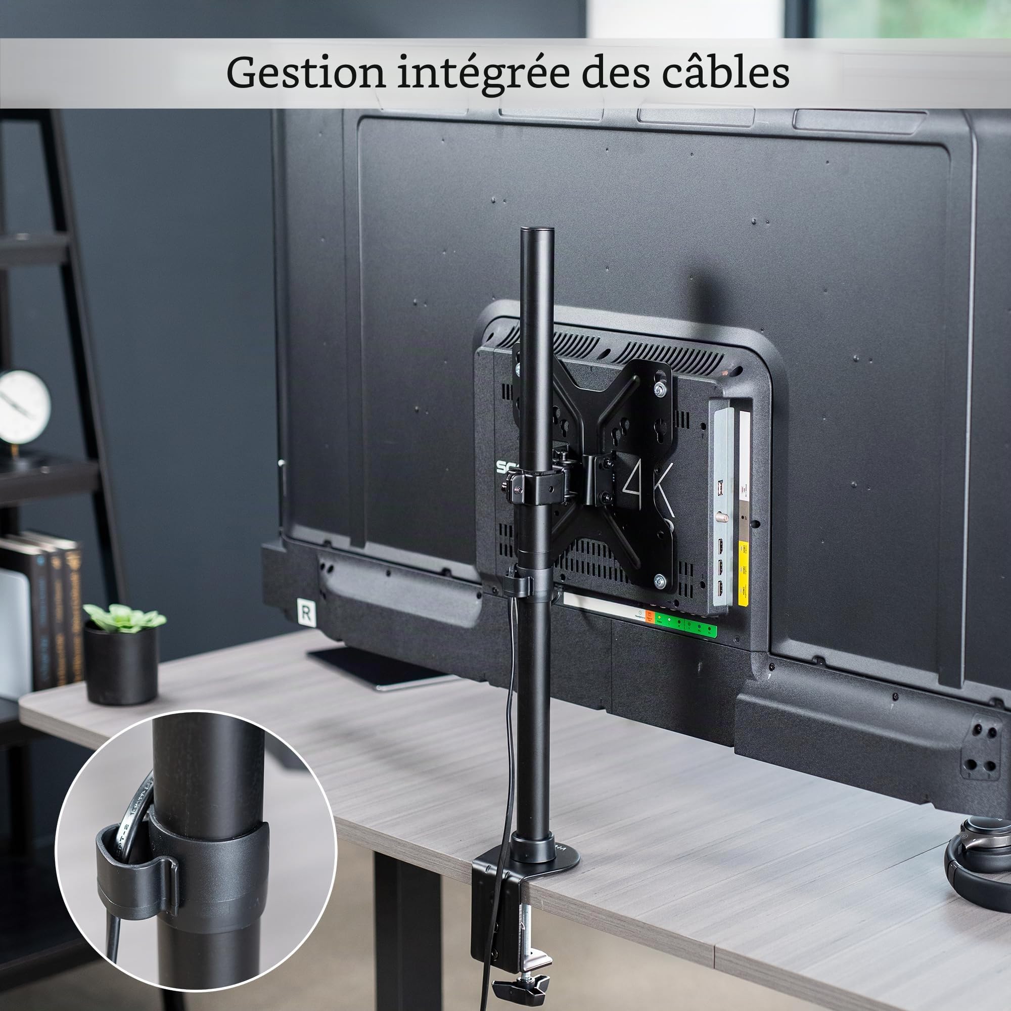 VIVO STAND-V155CW Support de Bureau Noir Ultra Large, pour écrans jusqu'à 55 Pouces, Poids de 29,9 kg, Simple, à Hauteur réglable