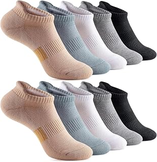 MICBAM 10 Pairs Cushioned Womens Ankle Socks-Running Athletic Cotton Socks,Low Cut Casual Socks,Size 6-12