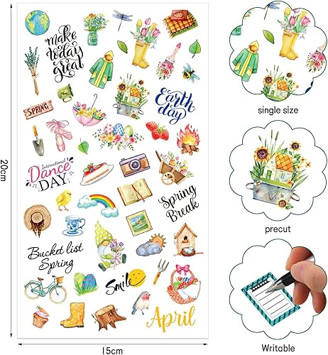 Miniatura 7 de 30 hojas de más de 1500 piezas de calcomanías de agenda mensual, paquete de calcomanías vintage de temporada, calcomanías de calendario festivo,