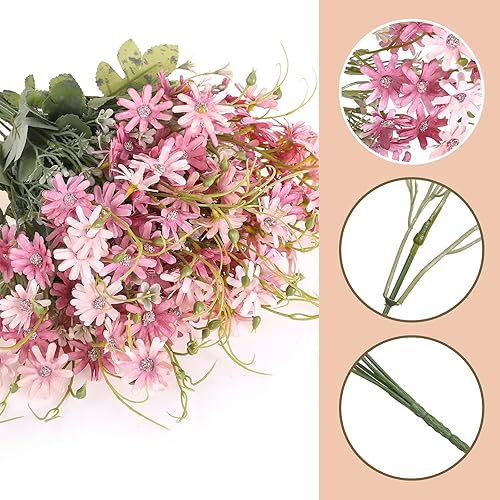 Miniatura 9 de 6 paquetes de flores silvestres artificiales, margaritas, flores de seda falsas, ramos silvestres resistentes a los rayos UV, plantas de plástico