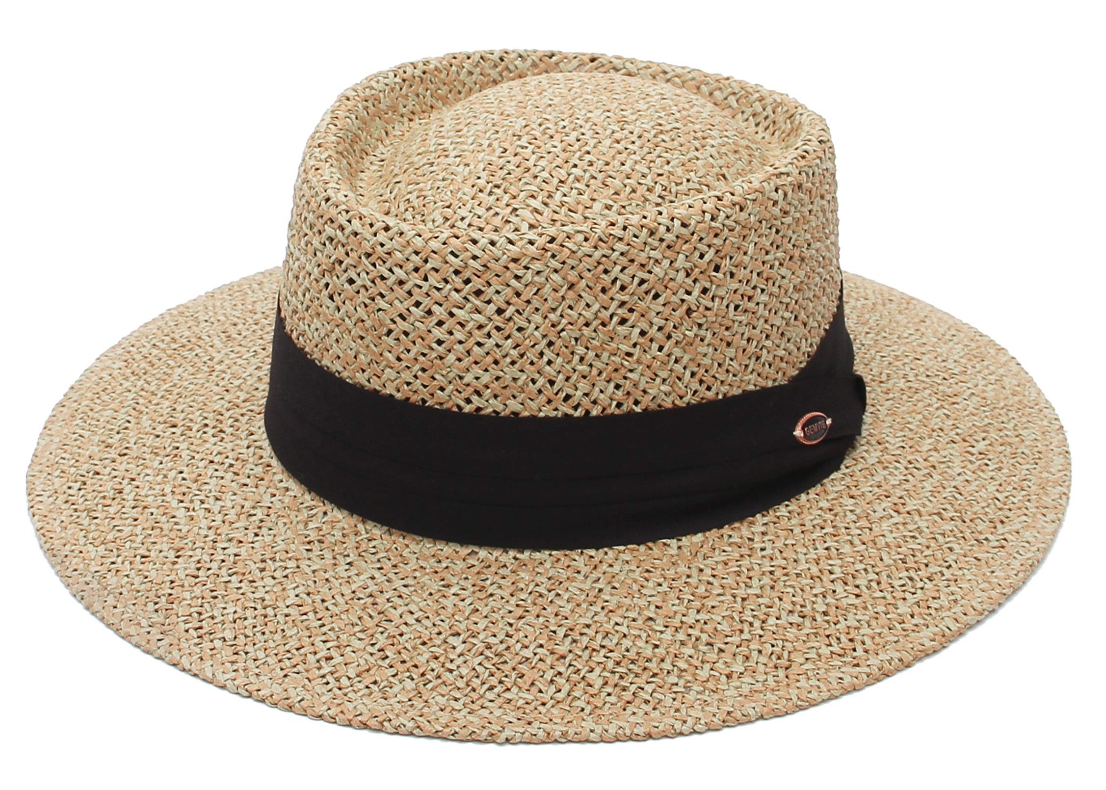 GEMVIE Sombrero Panama de Paja para Playa Hombre ala Ancha Sombrero Fedora Mujer Primavera/Verano Ajustable Caballero