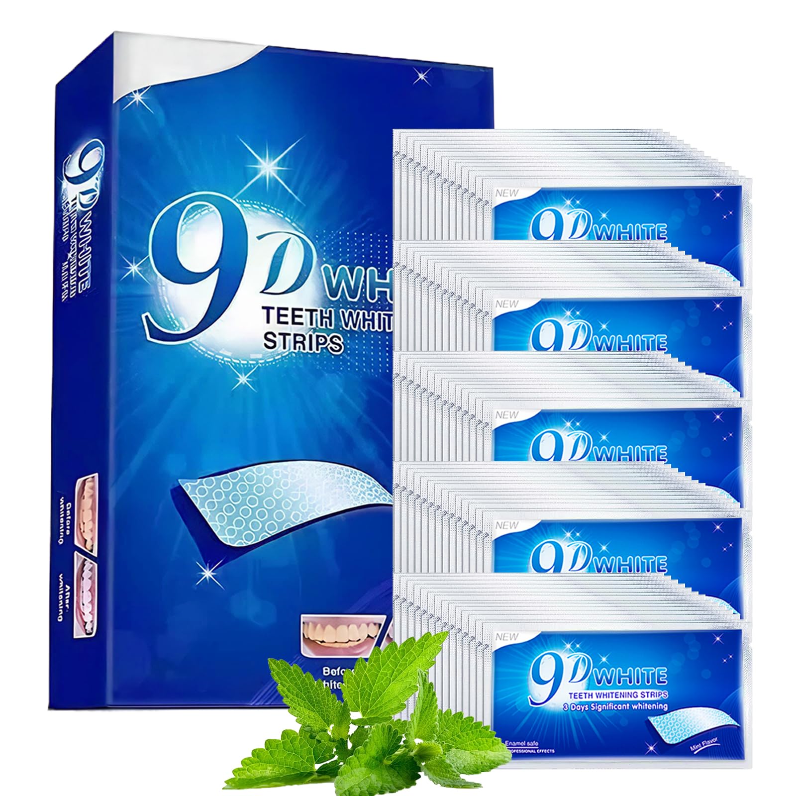 Lot de 70 bandes blanchissantes - Élimination efficace des taches - Doux pour l'émail - Avec 2 brosses à dents pour un sourire blanc éclatant - Brillance nacrée