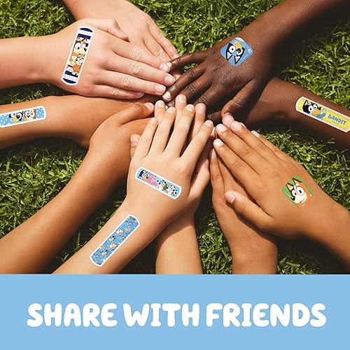 Miniatura 2 de Bluey Vendas para Niños, 3 Tamaños Surtidos 100 CT | Para Llevar Como Calcomanías, Vendas Adhesivas Flexibles para Cortes Menores, Raspones y