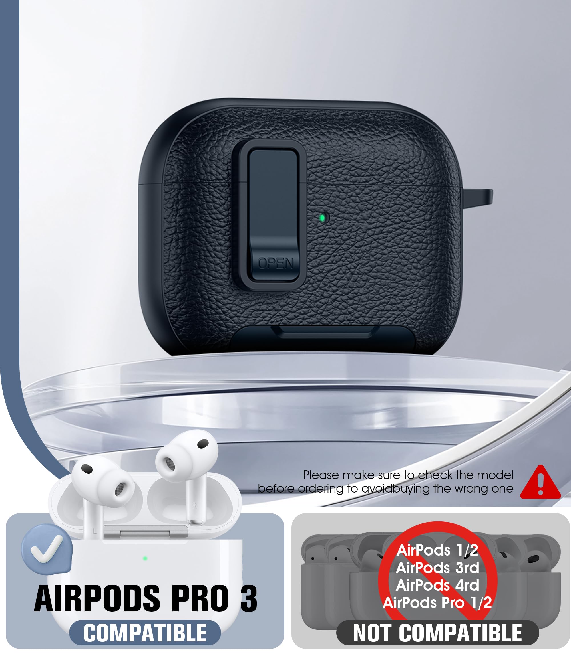 Etui do AirPods Pro 3 (2025) z zestawem do czyszczenia, miękka tekstura skóry TPU, wygodna funkcja stojaka na telefon komórkowy do AirPods Pro 3 Etui ochronne - Niebieski