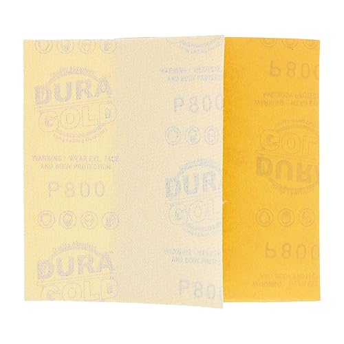 Miniatura 4 de Dura-Gold Hojas de papel de lija dorado de 14 de hoja de alta calidad, grano 800 (caja de 25)  4.5 x 5.5 pulgadas tamaño gancho y bucle trasero,