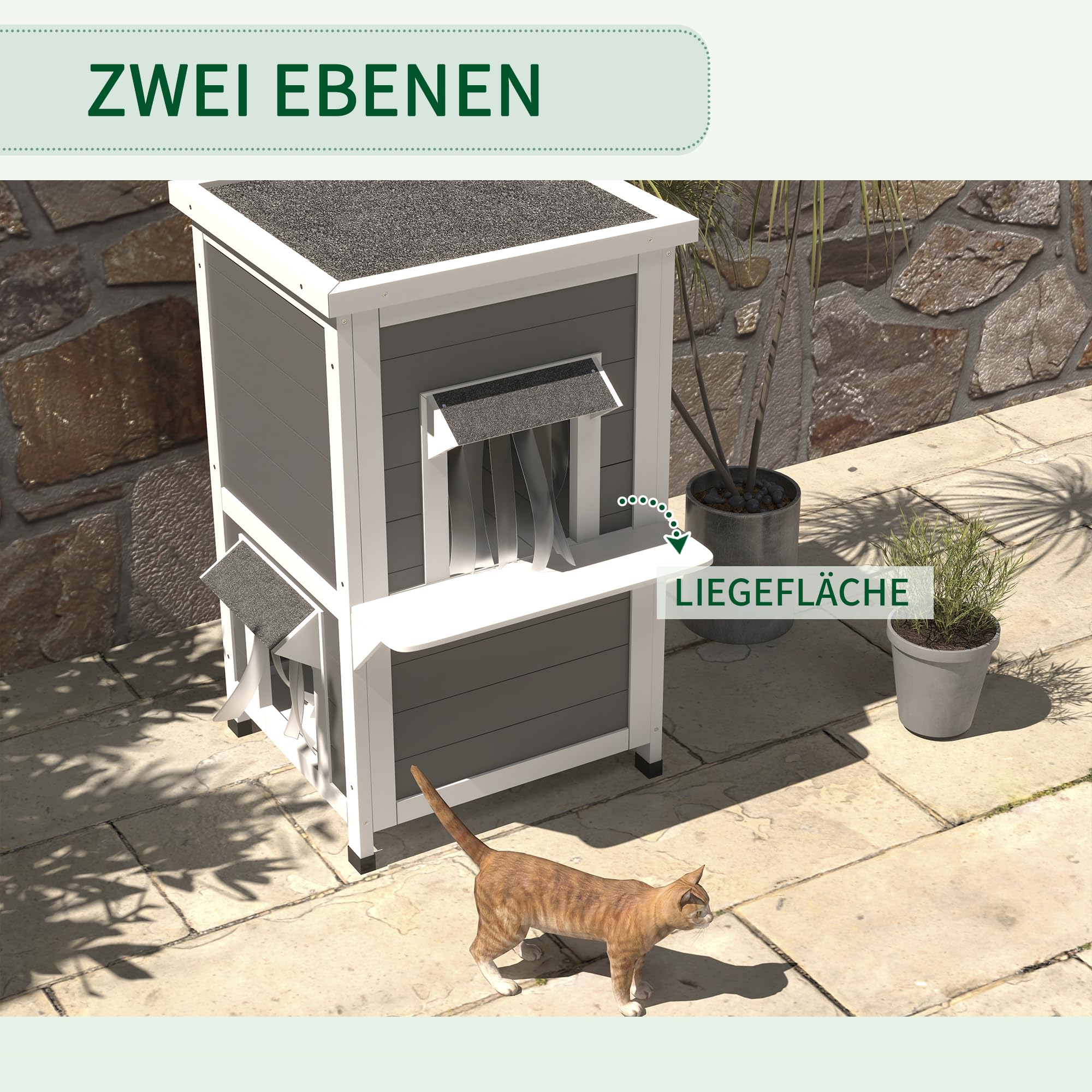 PawHut Holz Katzenhaus Katzenhöhle Tierheim