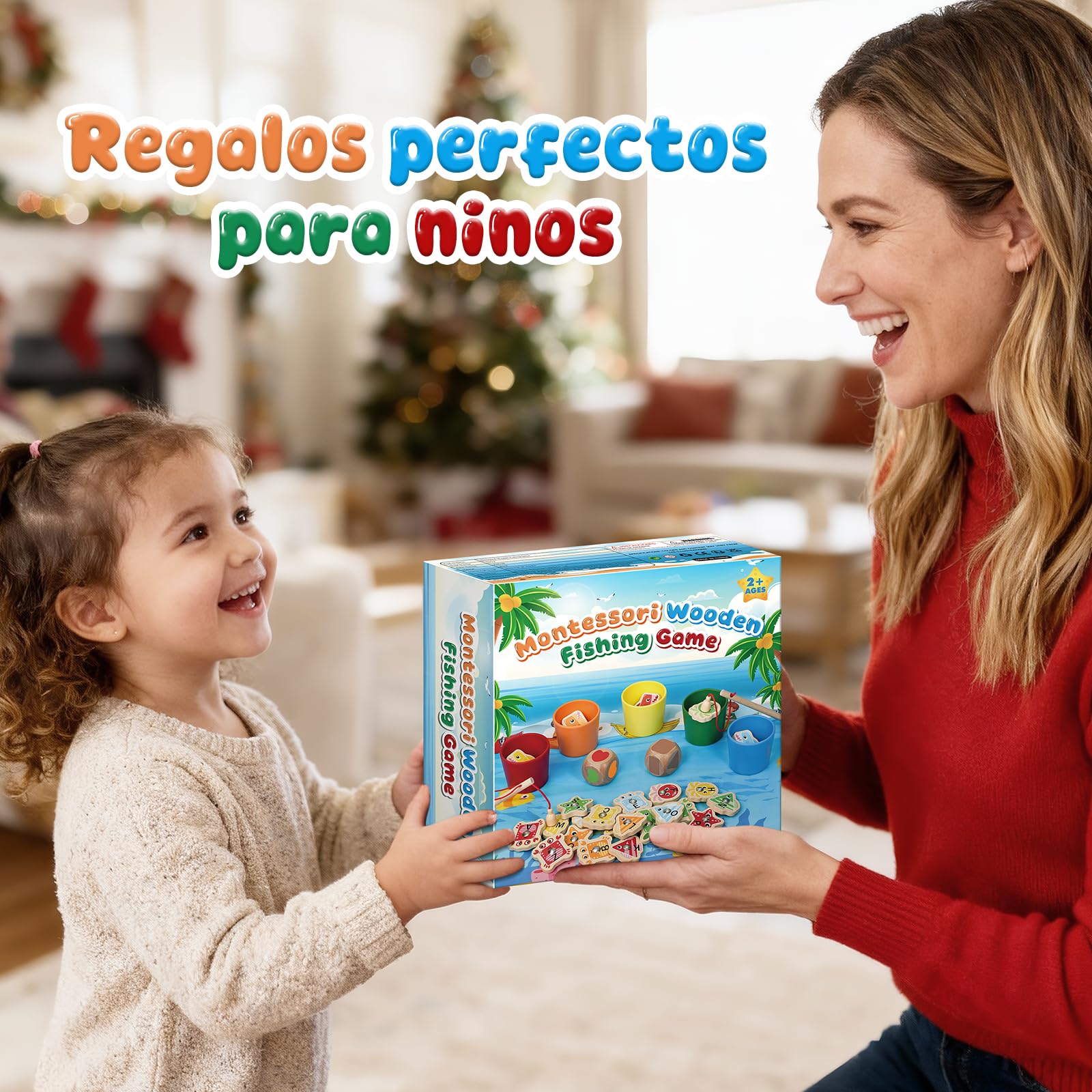 Juguetes Niños 2 3 4 Años, Juguetes Montessori 2-4 Años de Madera para Pescar en Español - Juegos Educativos Niños 2-4 Años, Regalos Cumpleaños Niños 2-5 Años