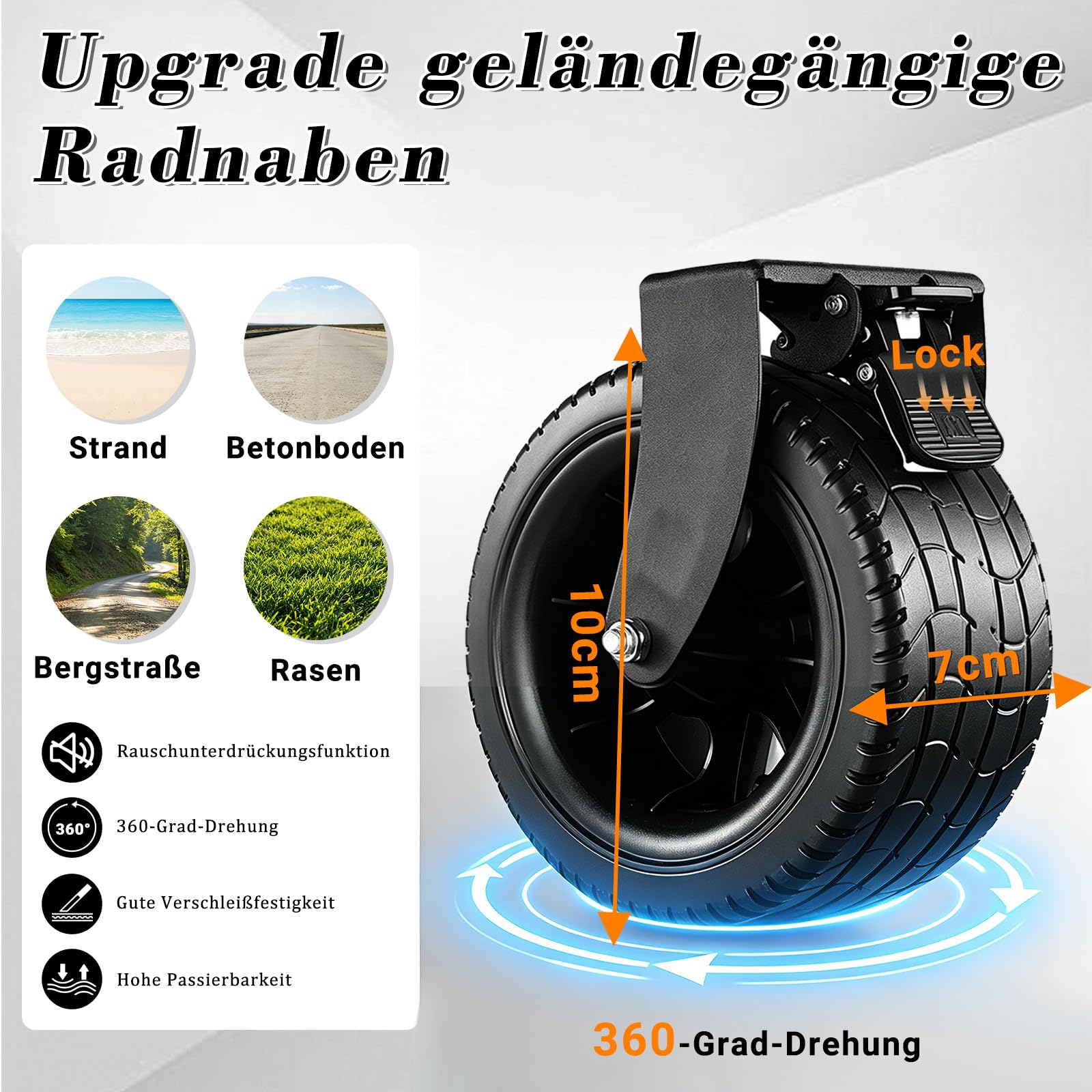 Anise Star Faltbarer Bollerwagen 150L 150KG mit Bremsen Offrad Schwarz