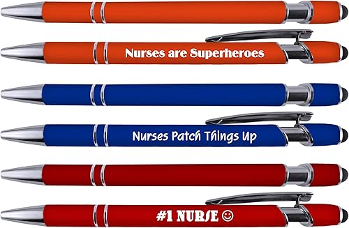 Miniatura 2 de Greeting Pen Juego de bolígrafos de enfermera con metal recubierto suave al tacto y lápiz capacitivo, paquete de 6 unidades 36109