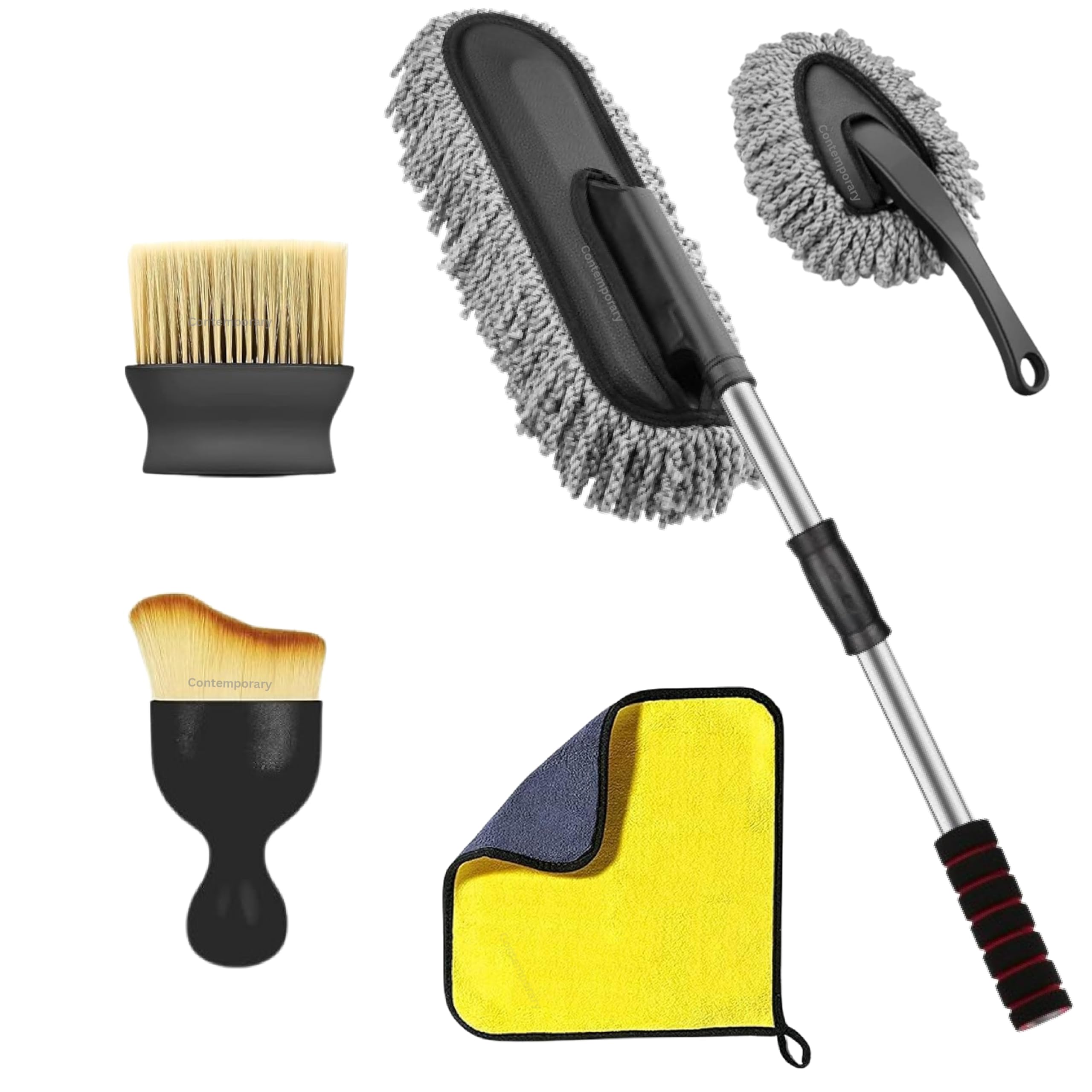 Contemporary 5 PCS Microfiber Car Duster Kit Interior & Exterior Car Cleaning Detailing Tool Scratch & Lint Free, Pollen Removing Extendable Long Handle Duster for Car & Motorcycle car Accessories-image-44