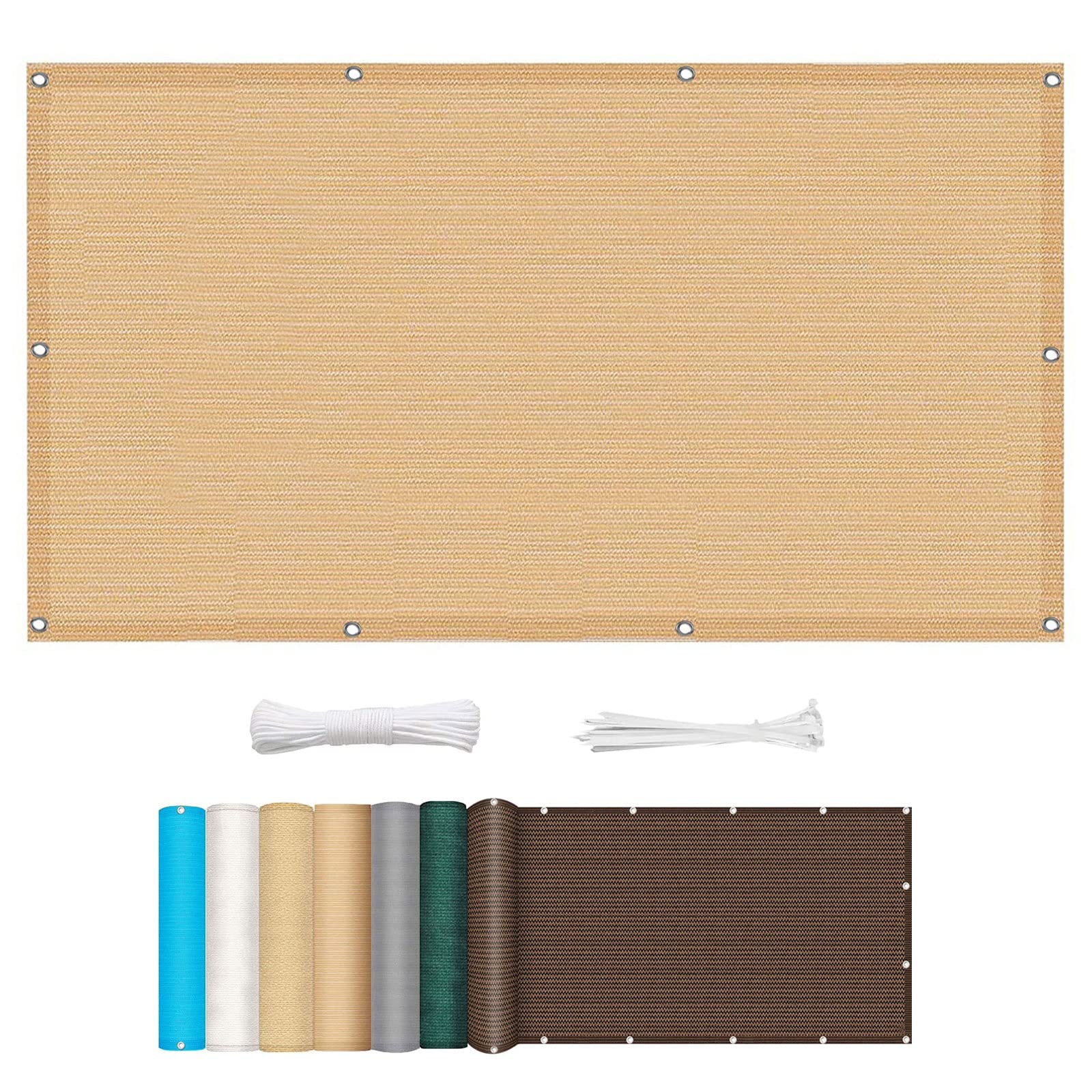 Sunscreen Awning Canopy 1.4 x 4 m UV Resistant Mesh 95% Shading Rate Rectangular Garden Shelter with Awning Attachment for Outdoor Garden Pergola Patio, Beige