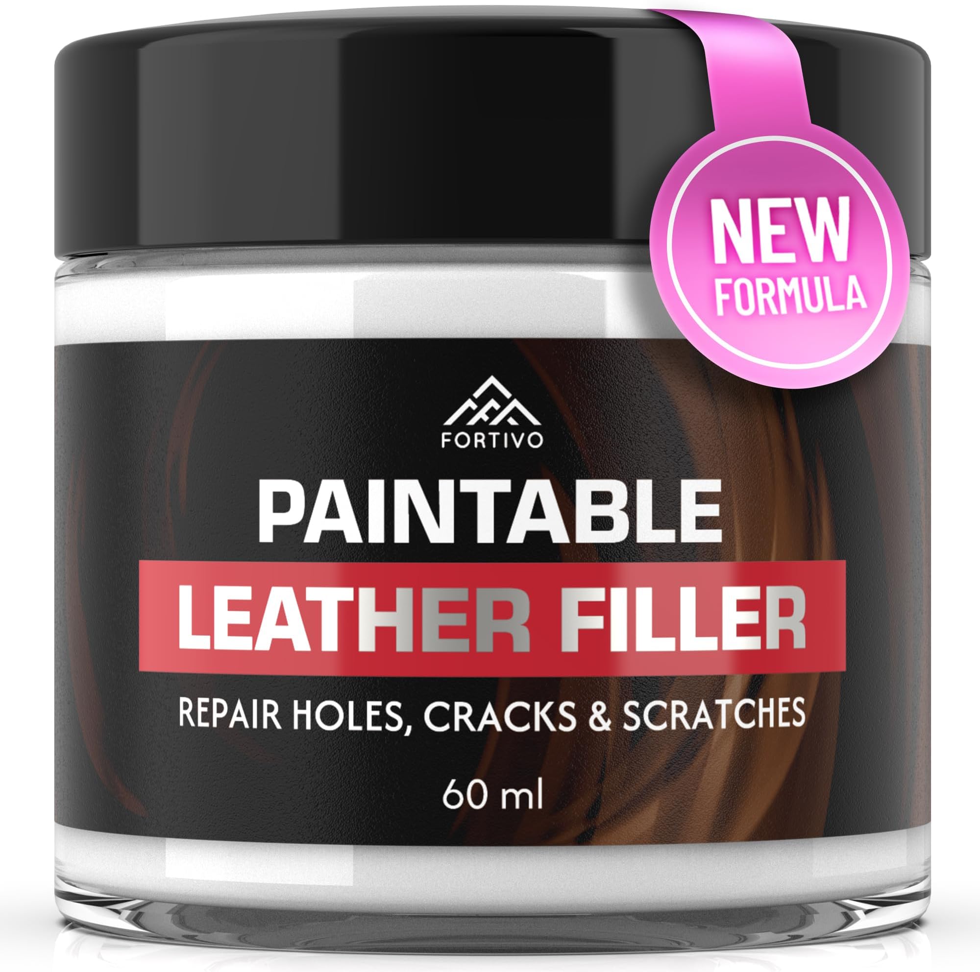 Paintable Leather Filler - Leather Repair for Tears and Holes - Leather Scratch Repair - Easy Step-by-Step Guide- Leather Repair Gel and Filler - White - 60 mL
