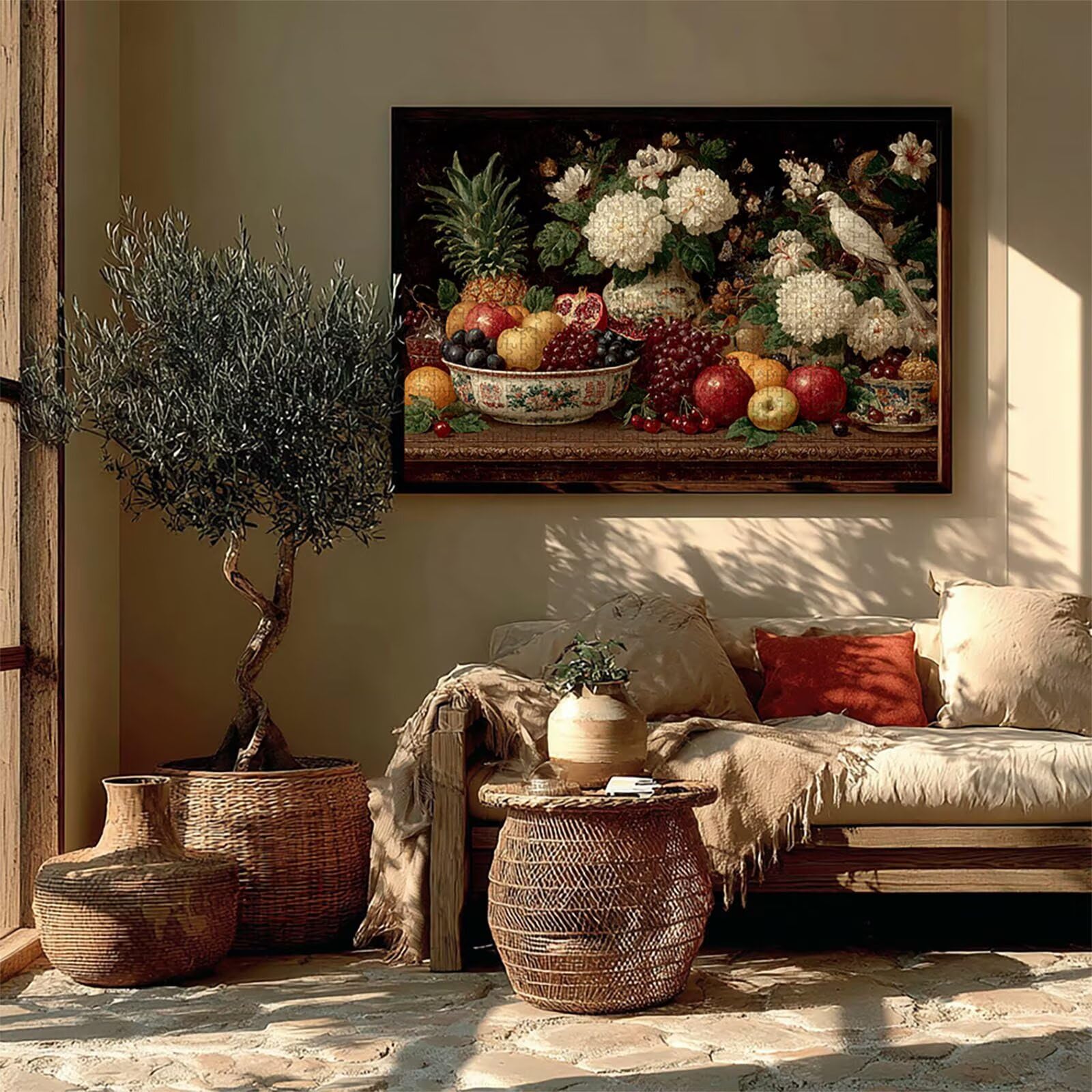 Puzzle Arte con Scatola Frutta, Flower Puzzle Legno 3000 Pezzi Adulti 122x81cm, Attività di Intrattenimento ad Alta Difficoltà, DIY Classici Gioco, Jigsaw Per Tutta La Famiglia, Estate Regalo, N-3026