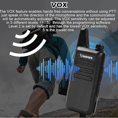 Miniatura 5 de Walkie Talkies recargables para adultos, 22 canales FRS con auriculares, mini transceptores VOX de largo alcance, radios bidireccionales para