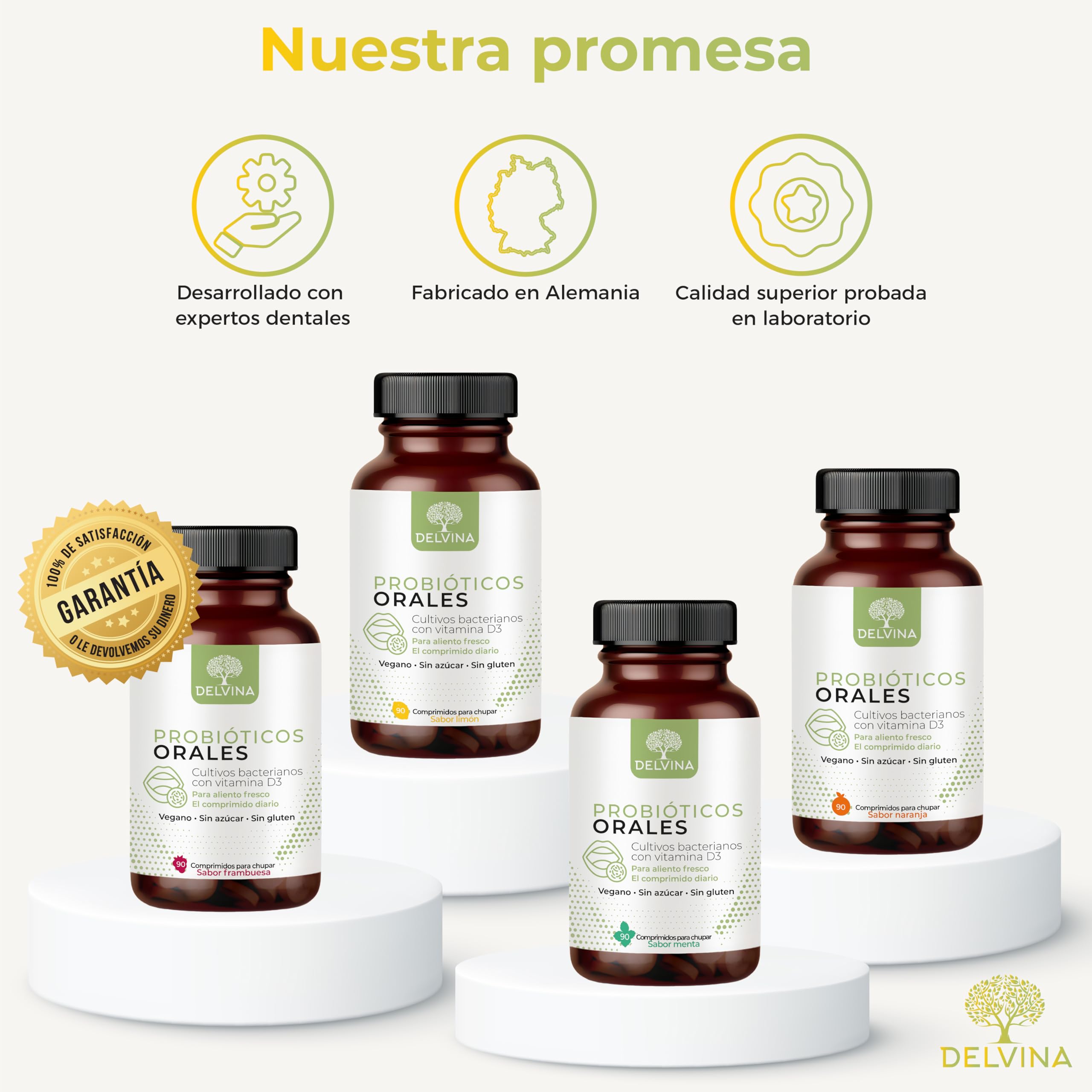 Combate el mal aliento - 90 pastillas para la higiene bucal sin enjuague bucal ni limpiador lingual - Aliento fresco - Cultivos bacterianos con vitamina D3 contra el mal aliento, limón