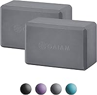 Gaiam Yoga Block & Strap Set - Latex-Free EVA Foam, Non-Slip Beveled Edges for Yoga, Pilates, Meditation - Boost Stability, Balance & Deep Stretches