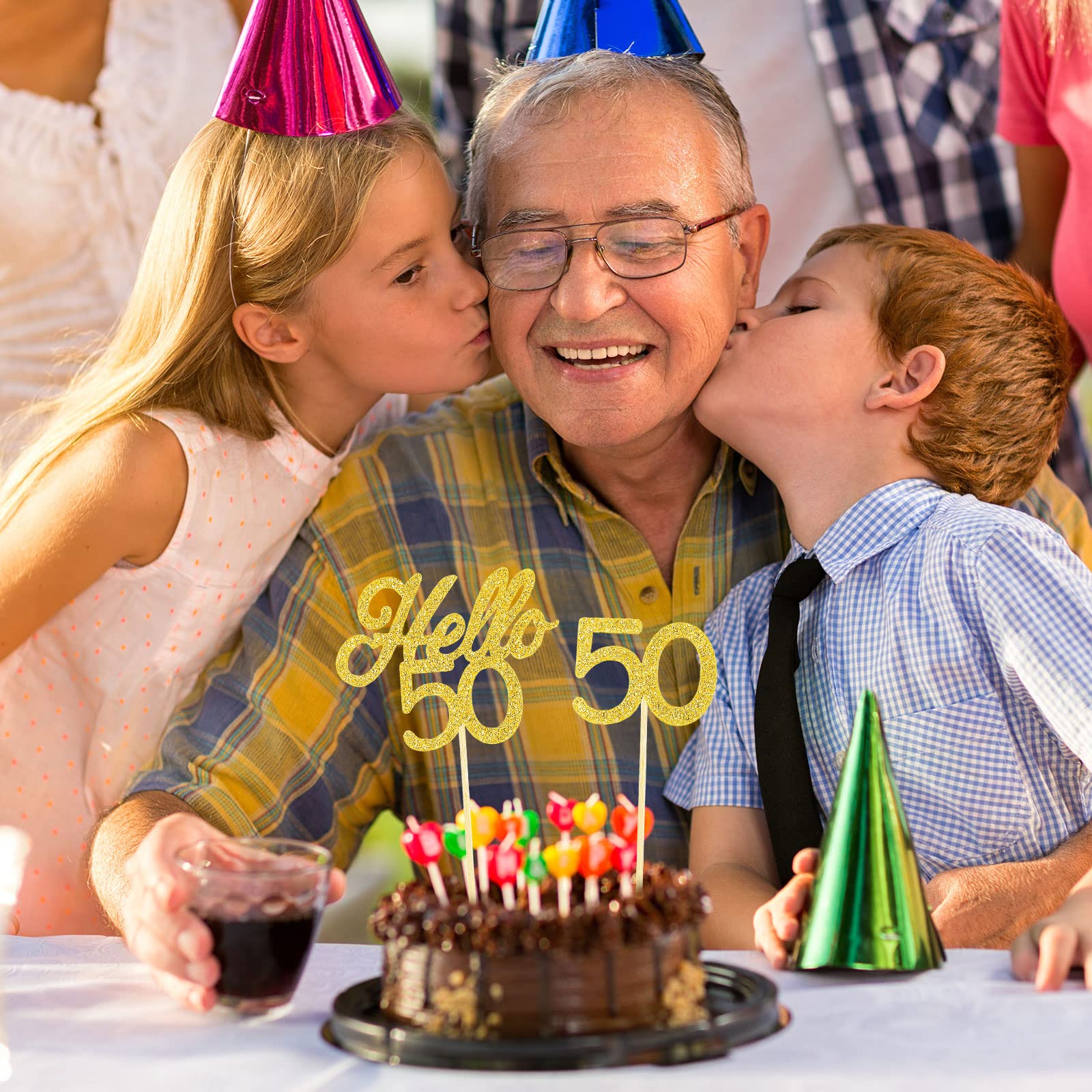 Cupcake-Topper Zum 50. Geburtstag – 48 Stück, Glitzernd, „Hello 50“, Aus Karton Mit Zahnstocher