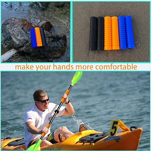 Miniatura 9 de JK - 2 empuñaduras para remo de kayak, accesorios de silicona antideslizante para remo de kayak