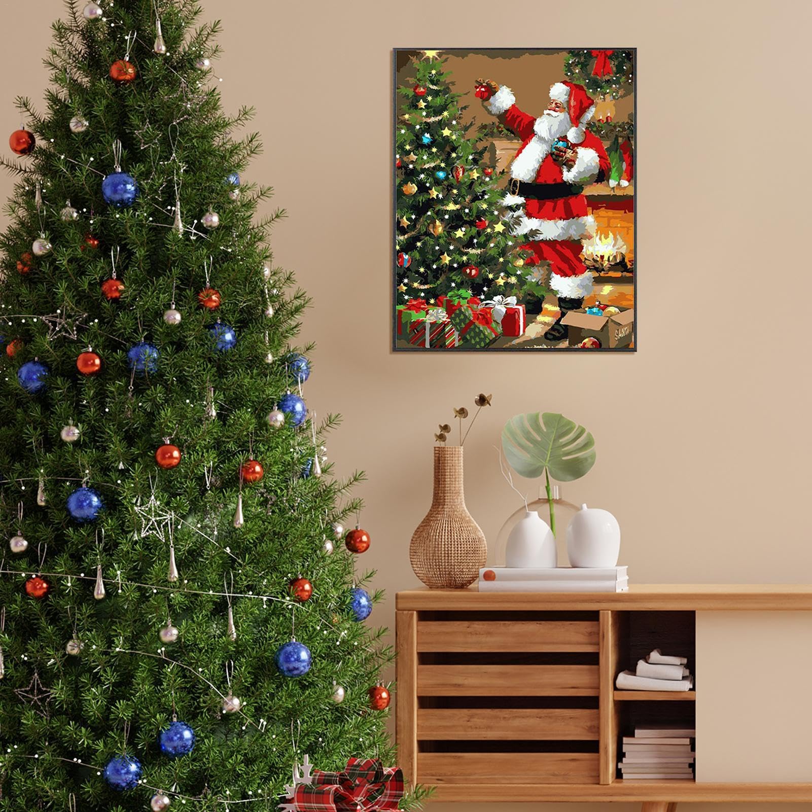 Amazon.co.jp: 油絵キット、クリスマスキャンバスアート絵画,大人用