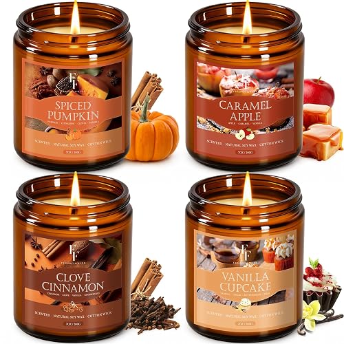 Fall Candles Set, 4 Pack Candles for Home Scented Natural