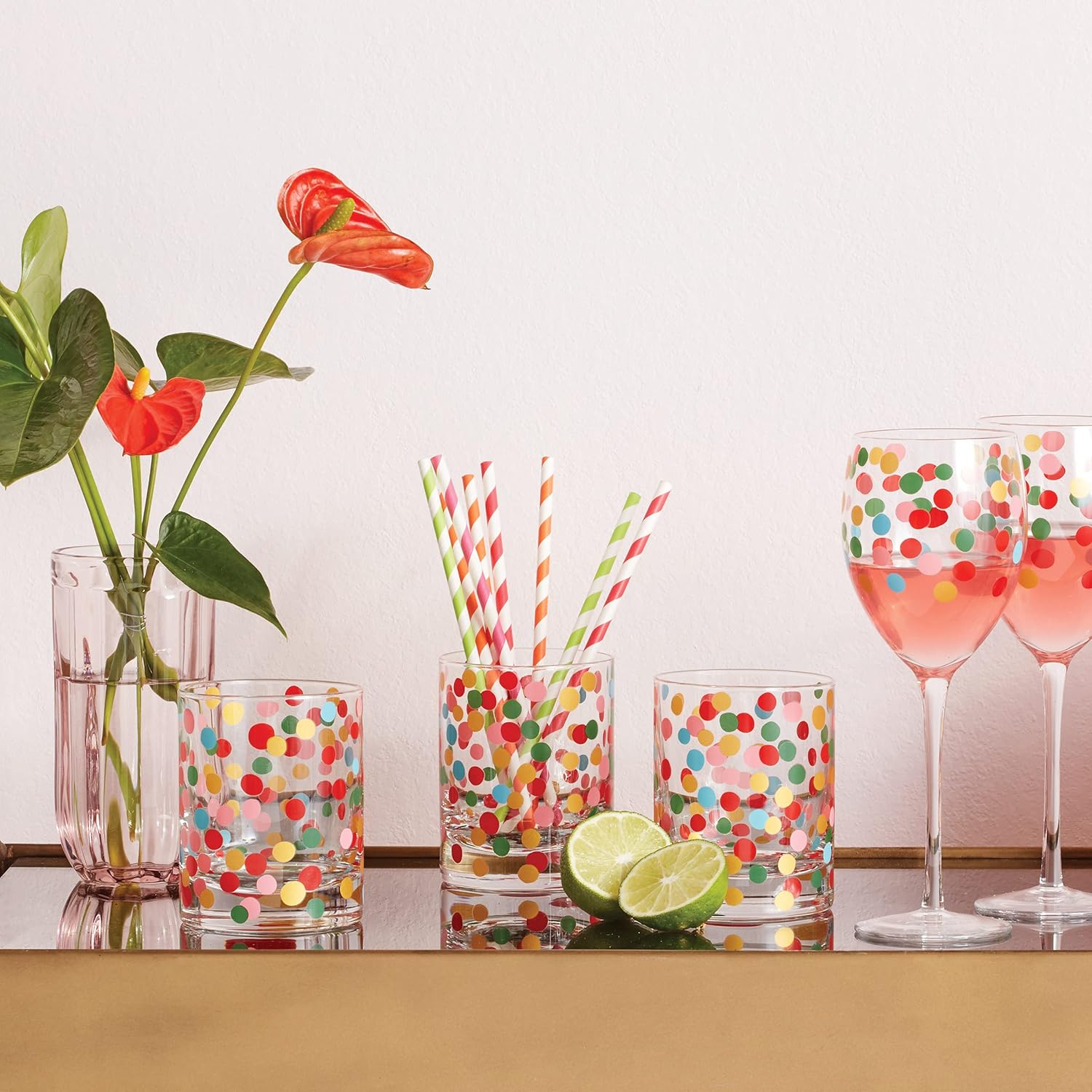 Kate Spade 893836 It'S Raining Confetti Double Old Fashioned Glasses