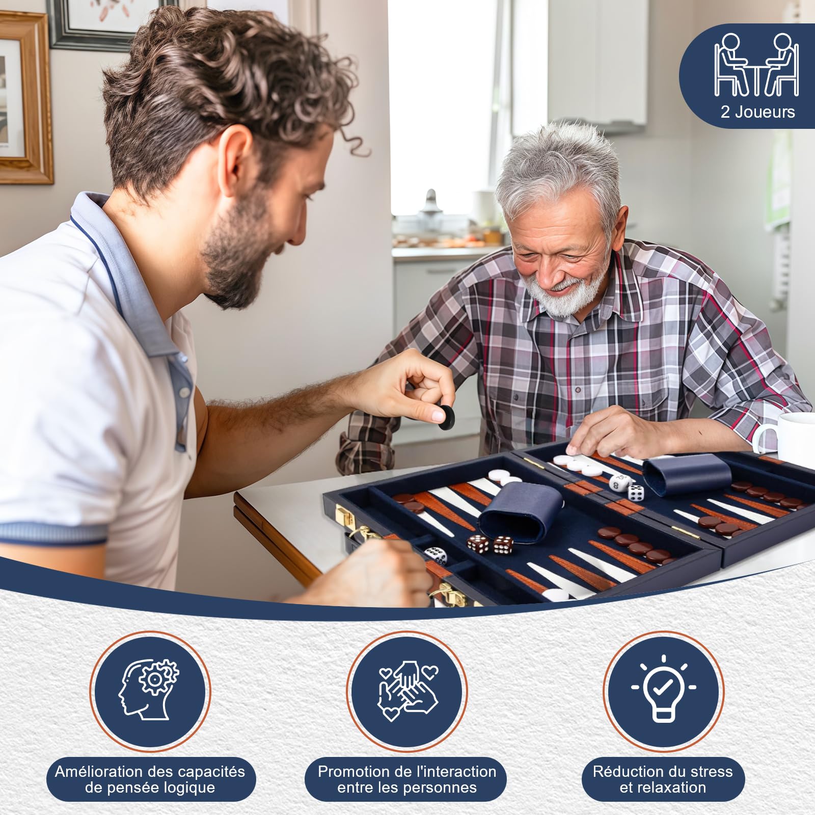 Lohofrnny Backgammon Set de Backgammon Classique pour 2 Joueurs, Jeu de Stratégie de Voyage Portable (18 pouces, Marron Lohofrnny Backgammon Set de Backgammon Classique pour 2 Joueurs, Jeu de Stratégie de Voyage Portable (18 pouces, Marron