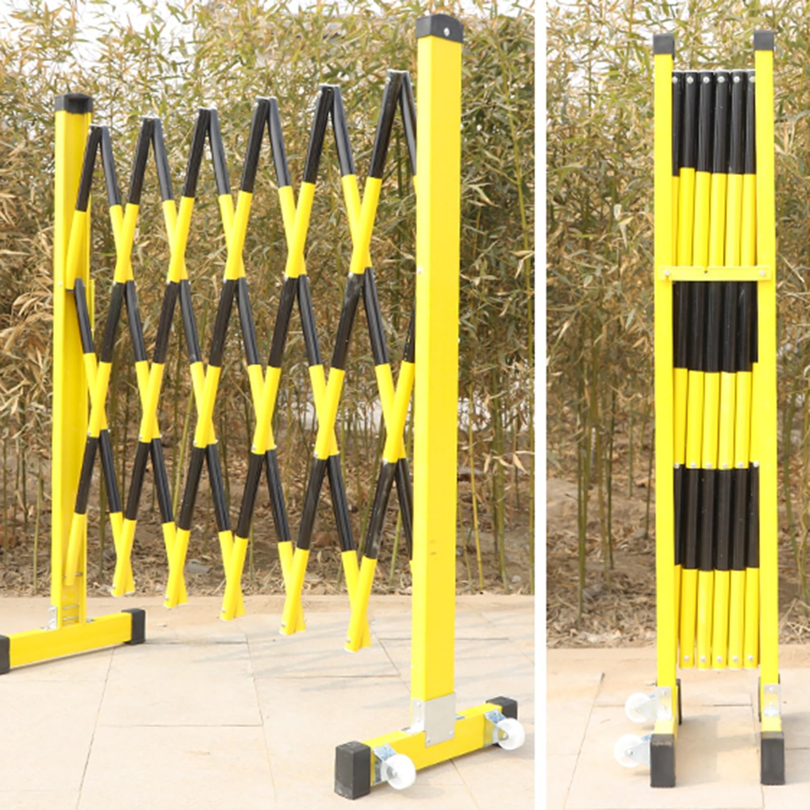 Valla de seguridad industrial plegable para exteriores, con ruedas, para control de acceso a la entrada
