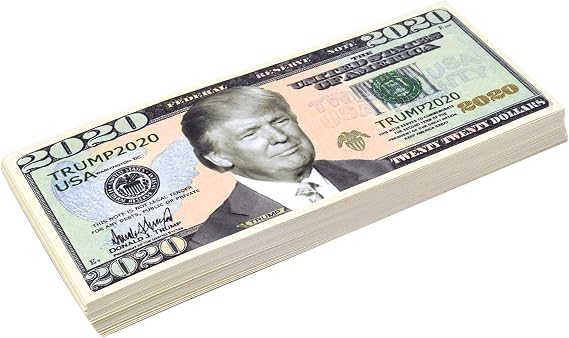 DR DINGUS Trump Dollar Bill 2020 (50 Pack) - 10, 50, 100 Pack - Realistic - Re-Election Presidential Dollar Bill - Limited Edition Novelty Dollar Bill - Support Our President