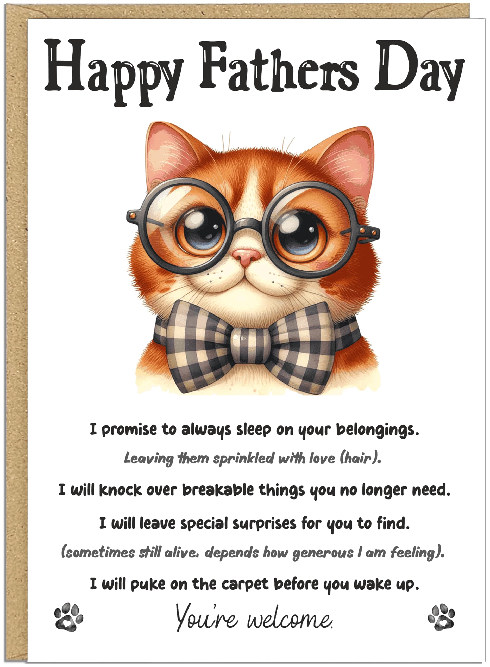 Funny Cat Dad Father's Day Cards | Personalised Cat Daddy Card for Him | Humorous Cat Lover Best Dad Happy Fathers Day Card | Cute Glasses Bow Tie Kitten Design (Design 3)