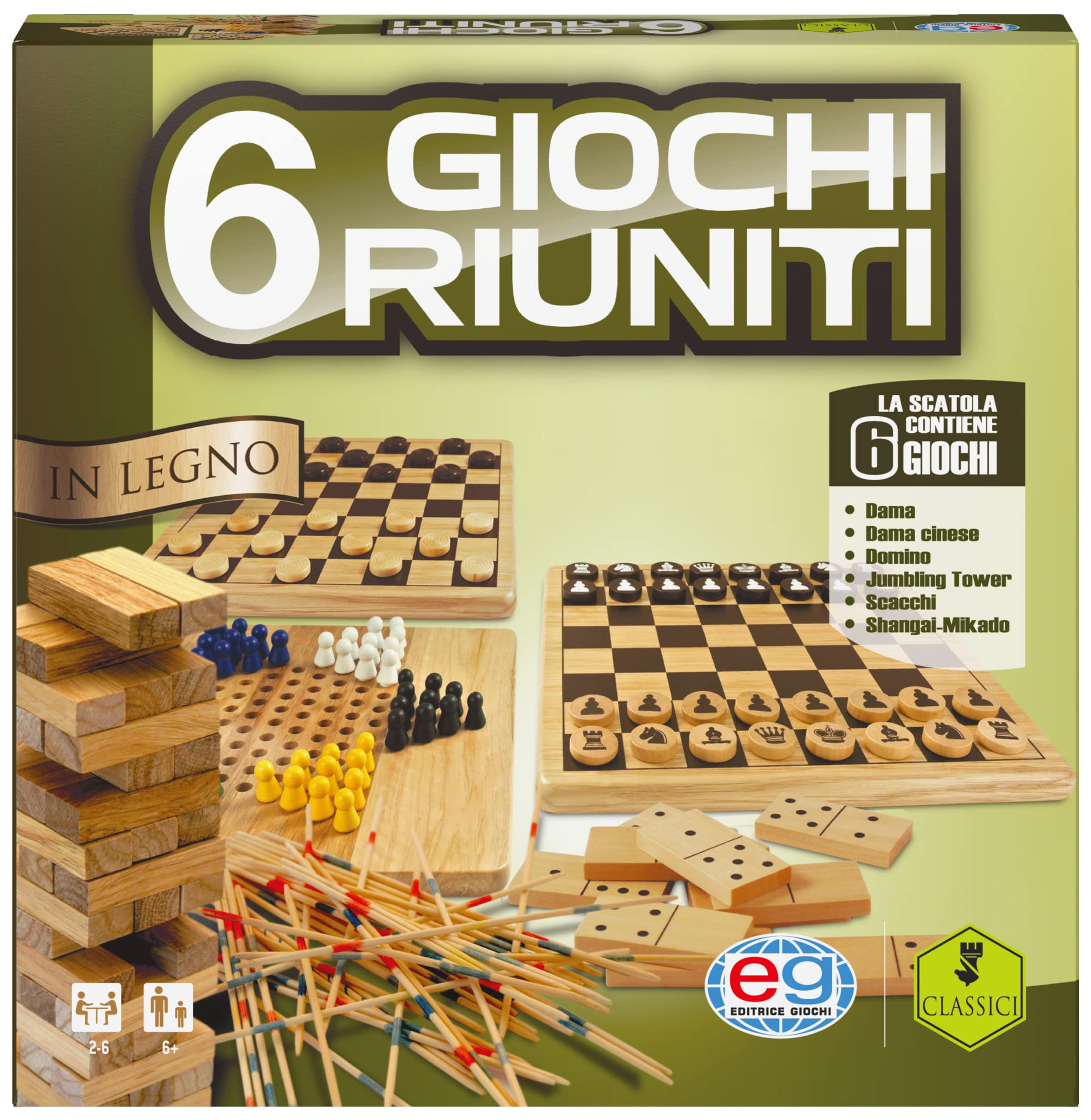Editrice Giochi - Shangai Classico In Legno - Gioco Di Abilità Per 3-5 Giocatori, Dai 5 Anni In Su