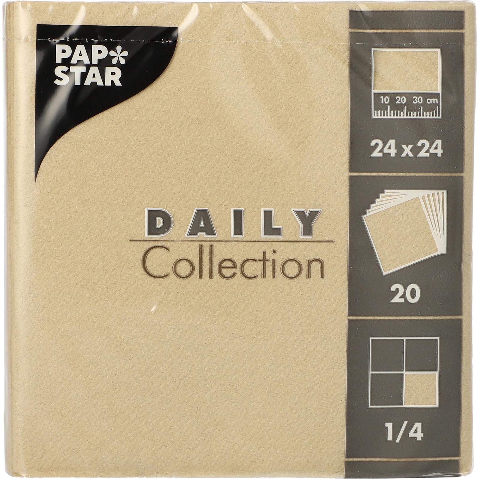 PAPSTAR 400 servilletas 'Daily Collection' pliegue 1/4 24 cm x 24 cm arena