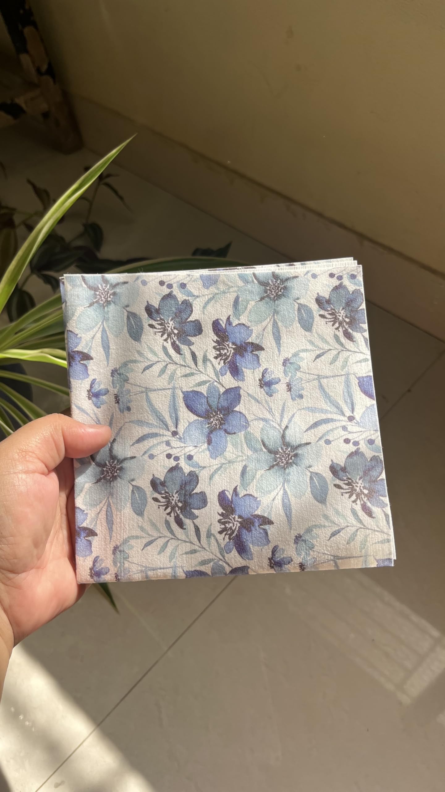 Watrmark Premium Printed Airlaid Napkins 12x12 Inch | 70 GSM Disposable Tissue | Soft & Absorbent | Floral Blue Design | Table Napkins for Restaurants, Parties & Home (Pack of 20) 4