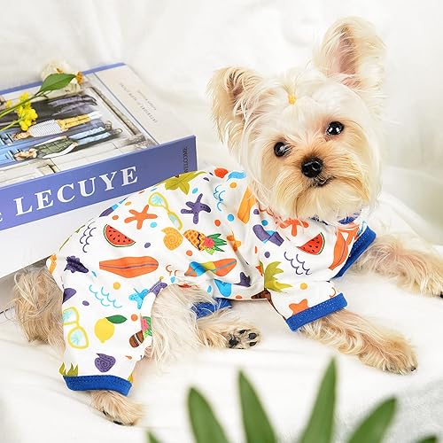 Miniatura 10 de Pijamas para perros pequeños, hembra, cachorro, pijamas de verano para mascotas, para Chihuahua, Yorkie, taza de té, lindo material suave elástico,