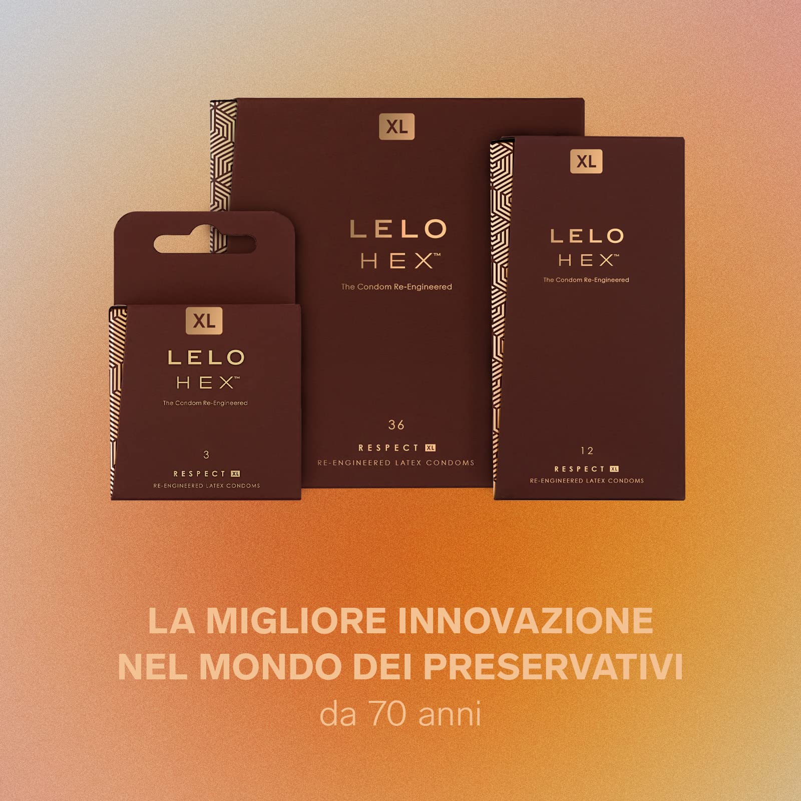 LELO HEX Respect XL Preservativi Grandi Extra Rinforzati, Profilattici Sottili e Robusti in Lattice, Diametro 58 mm (Confezione da 36)