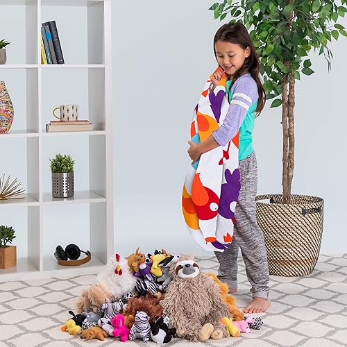 Miniatura 195 de Posh Funda de Silla Puf Rellenable para Almacenamiento de Animales de Peluche para Niños - Organizador de Juguetes Infantiles, Grande-38 - Lona