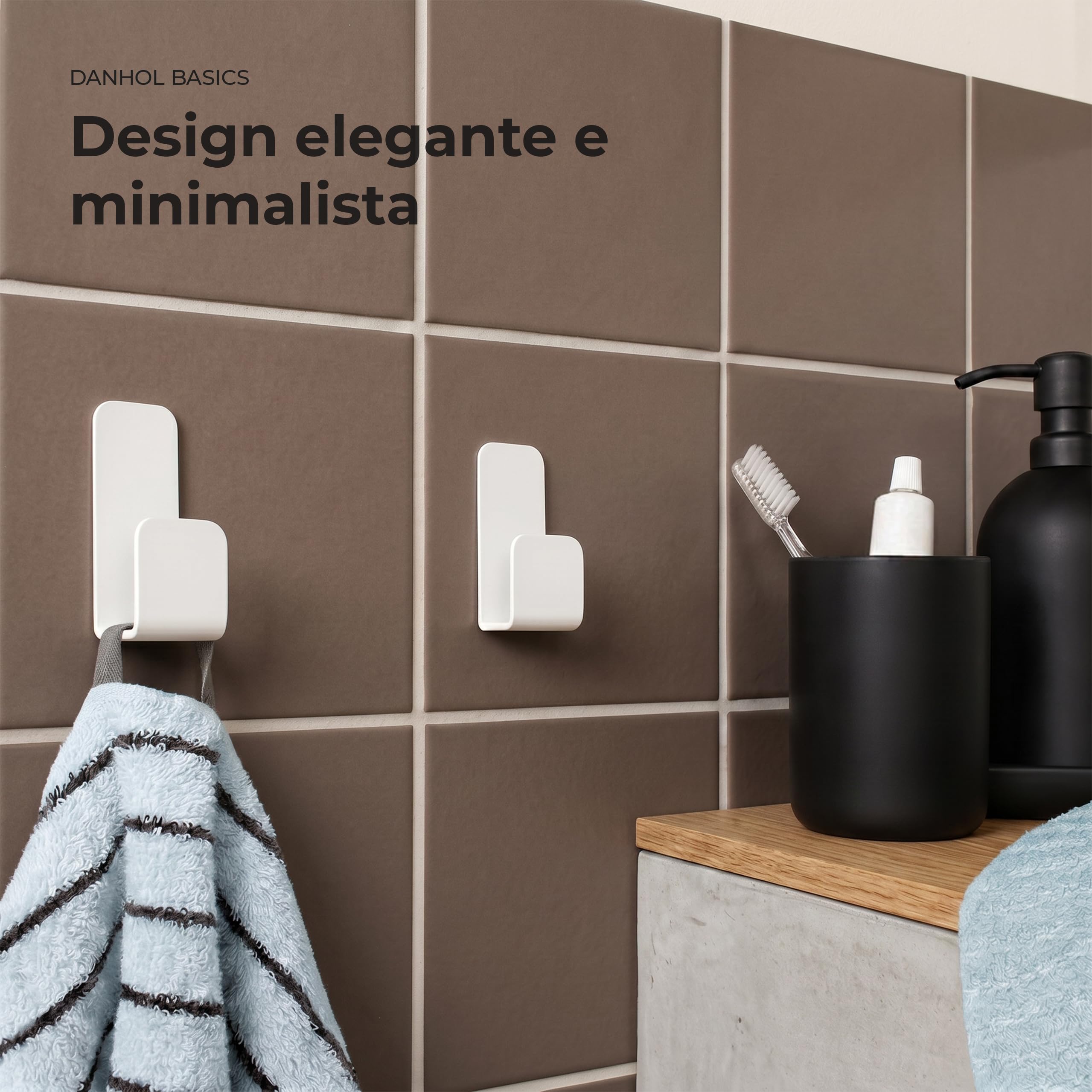 Set 4 Ganci Adesivi Bagno | Appendi Accappatoio Bagno Adesivo | Appendi Strofinacci Cucina | Ganci per Asciugamani Bagno | Appendi Asciugamani Bagno Adesivo Bianco