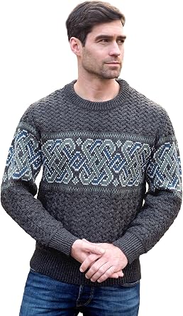 Aran Crafts Unisex Jacquard Sweater 100% Merino Wool, Made in Ireland