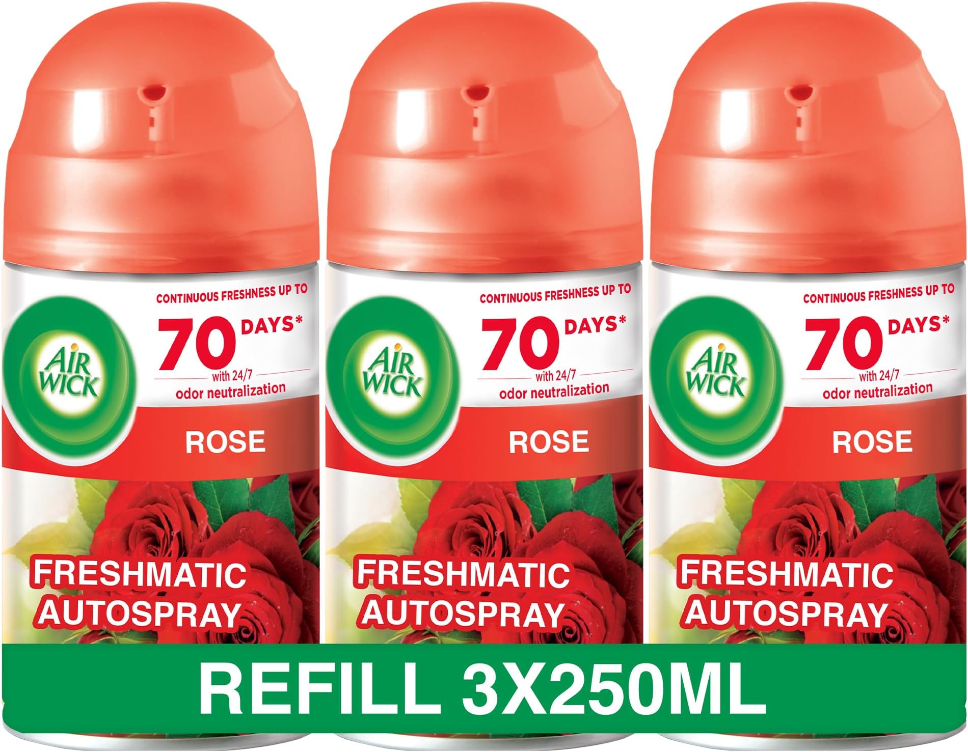 Air Wick Freshmatic Autospray Refill, Rose Scent, 250ml x 3