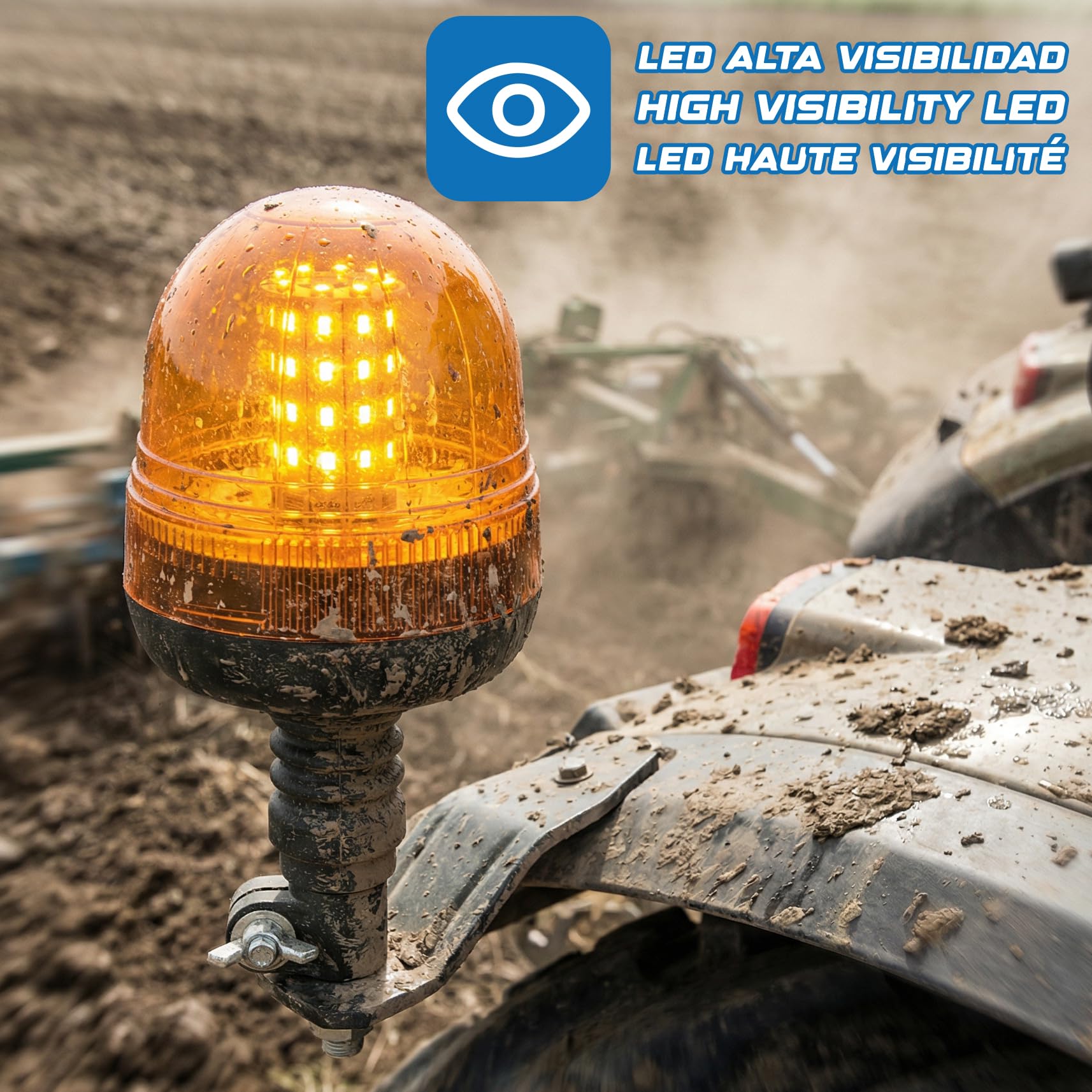 Ryme Automotive LED Rundumleuchte Orange Mit Magnetfuß, Blinkleuchte 12/24 V