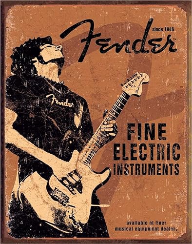 Miniatura 8 de Desperate Enterprises Fender Stratocaster Guitars 60th - Letrero de lata de metal vintage nostálgico - Hecho en Estados Unidos Fender Stratocaster